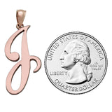 14k Rose Gold Initial Letter J Alphabet Charm Pendant - Letter J,Rose