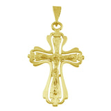 14k Yellow Gold Jesus Christ Crucifix Cross Charm Pendant 2" 5.2 grams - Yellow