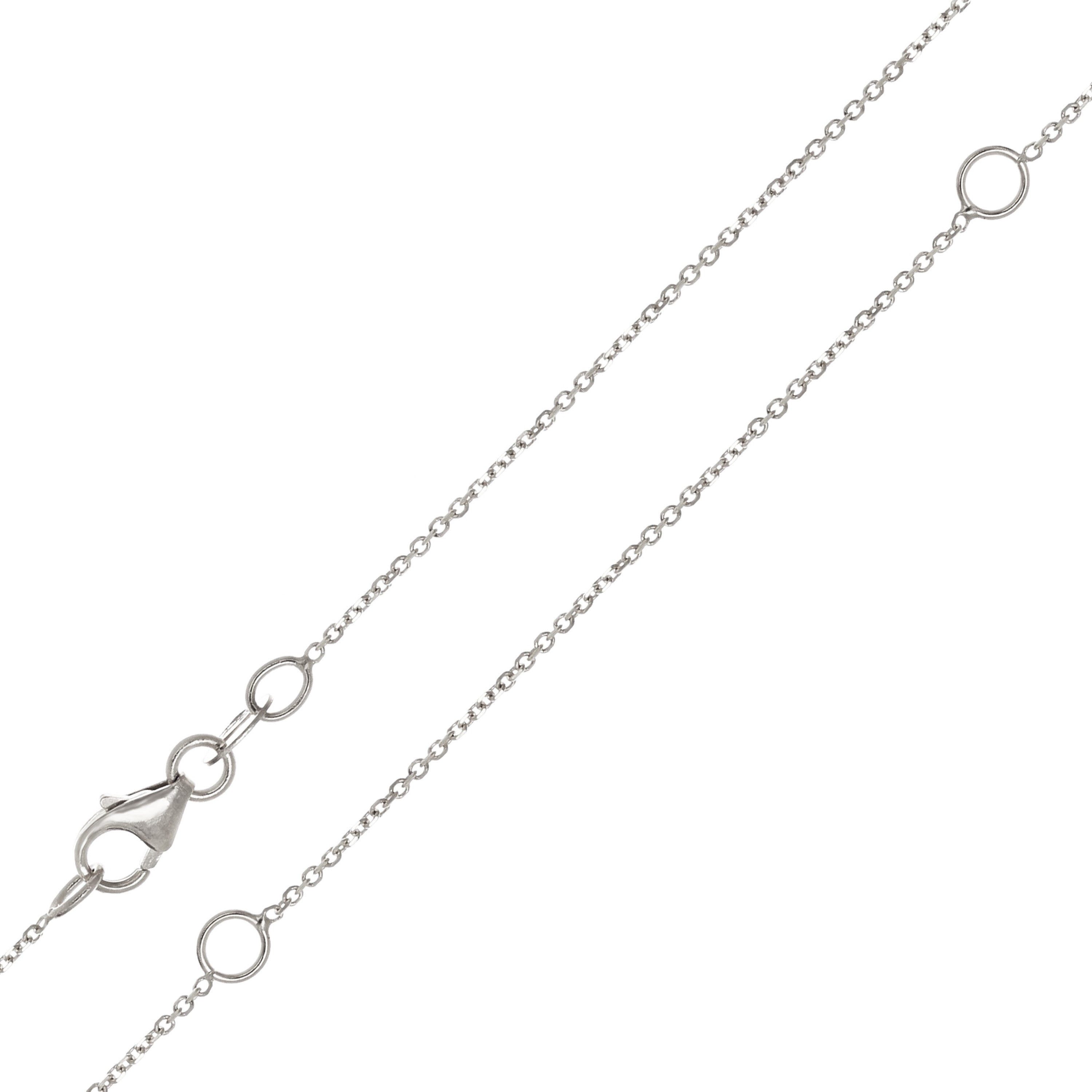 Italian 14k White Gold Rolo Chain Necklace Adjustable 16-20" 1mm 1.7 grams - 1.0 mm