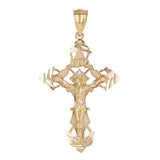 14k Yellow Gold Crucifix INRI Jesus Christ 3D Cross Pendant 1.4" 2 grams