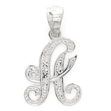 14k White Gold Initial Letter A Alphabet Charm Pendant - Letter A,White