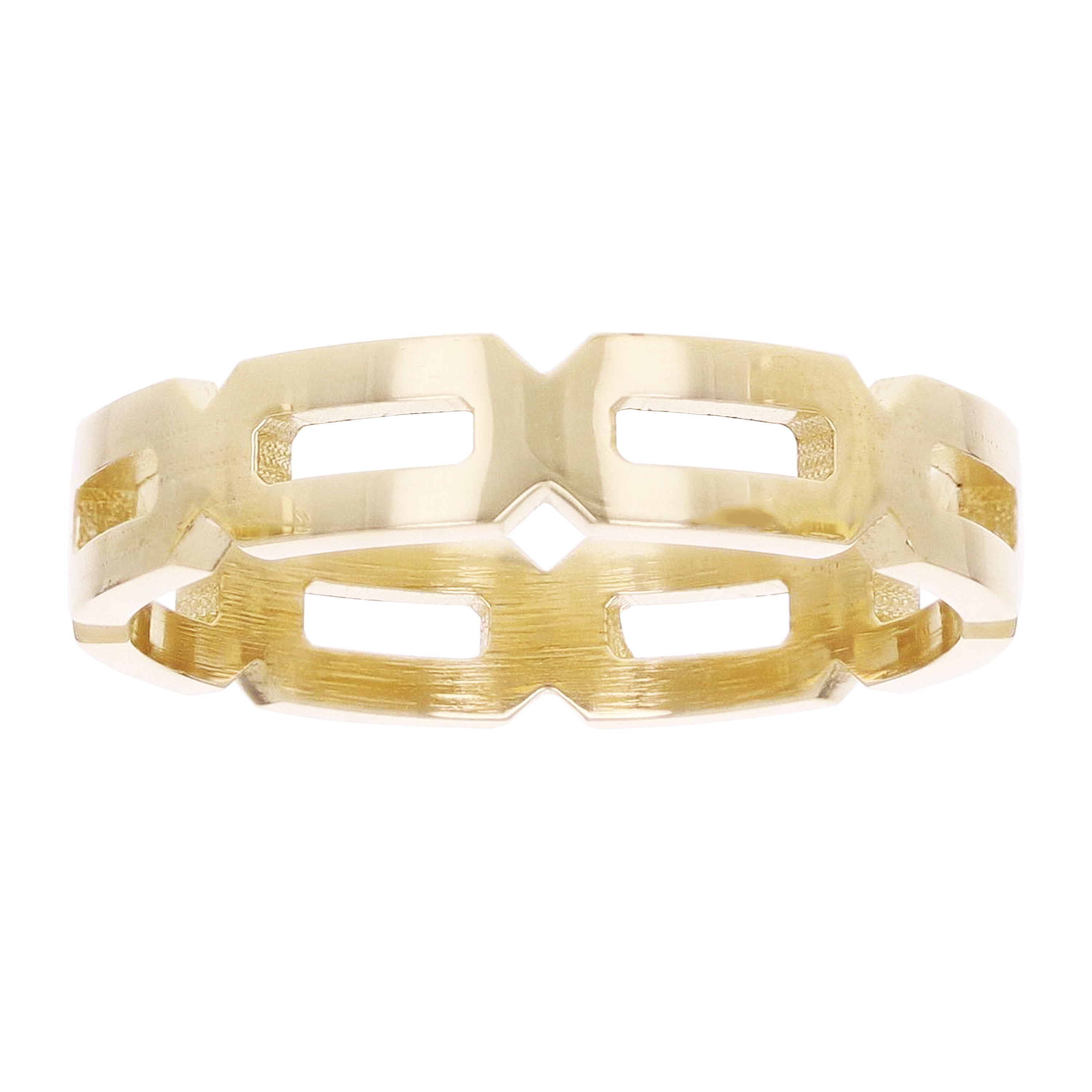 14k Yellow Gold Wide Hexagon Stackable Ring Size 7.5 4.3mm 3.3 grams