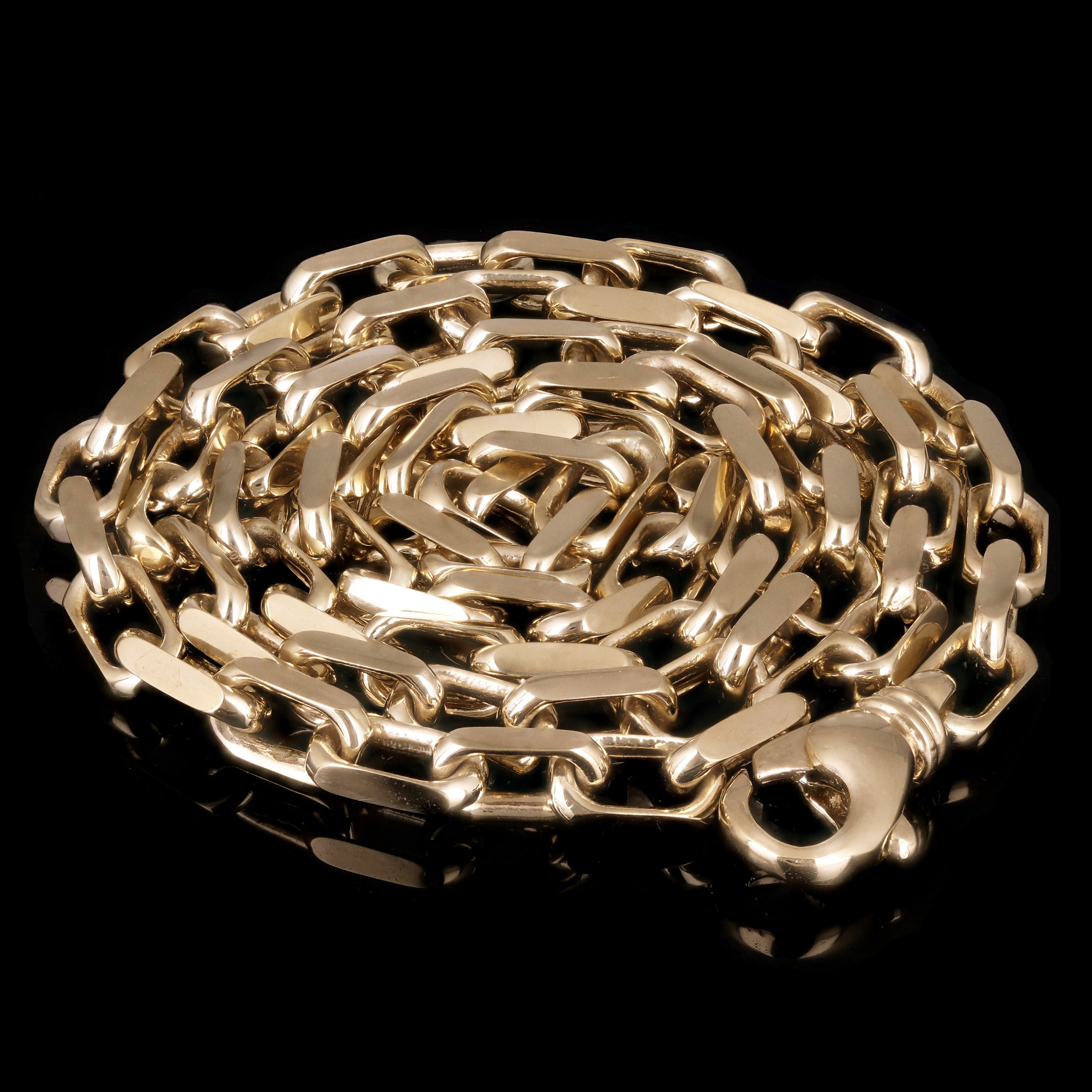 10k Yellow Gold Solid Handmade Rectangle Link Chain Necklace 20" 5mm 37 grams - 20" 37 grams