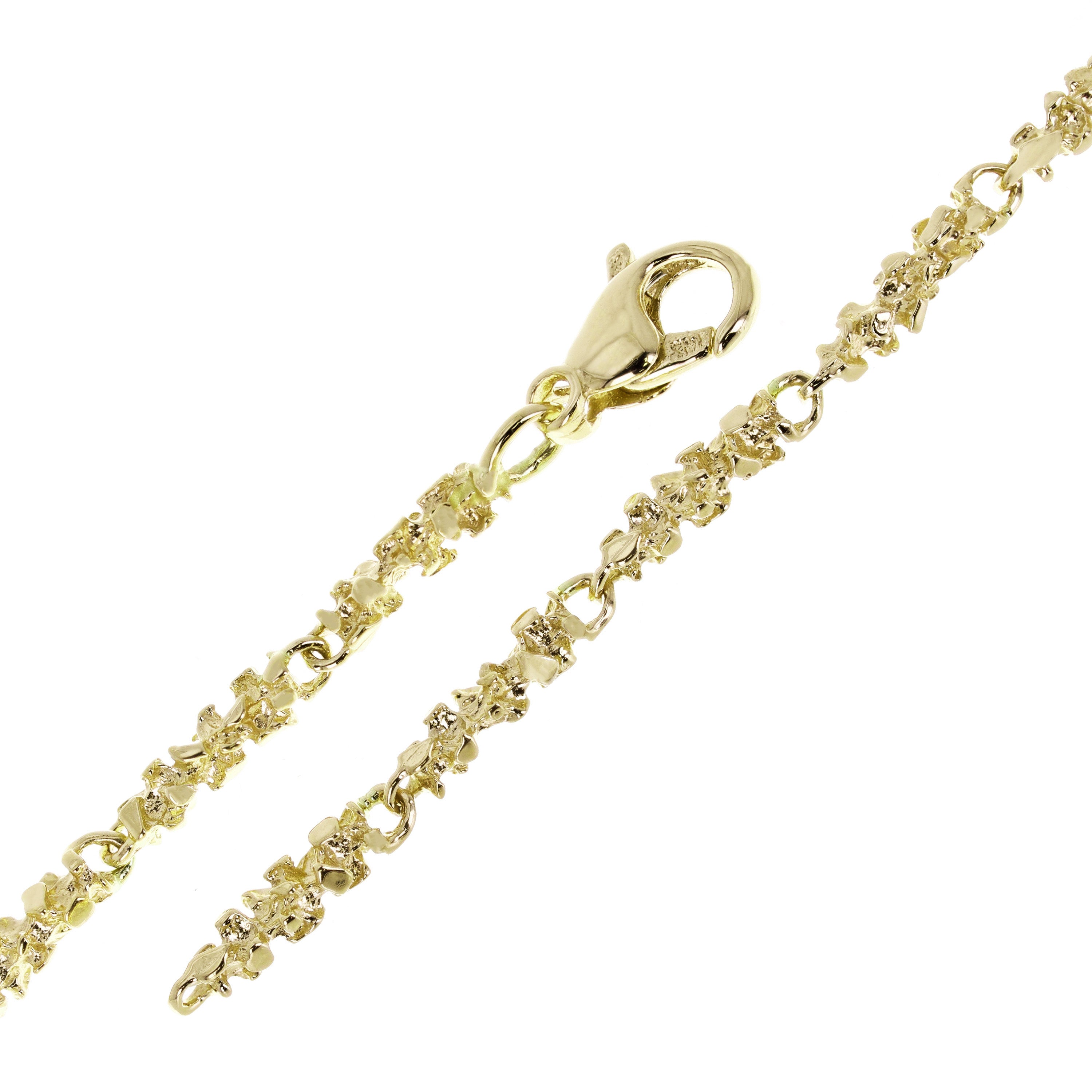 14k Yellow Gold Handmade Nugget Link Bracelet 7.5" - Yellow