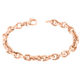 14k Rose Gold Handmade Fashion Link Bracelet 9" 8.4mm 50.7 grams - Rose,9"