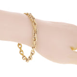 Italian 14k Yellow Gold Hollow Double Oval Links Bracelet 8" 7mm 7.6 grams