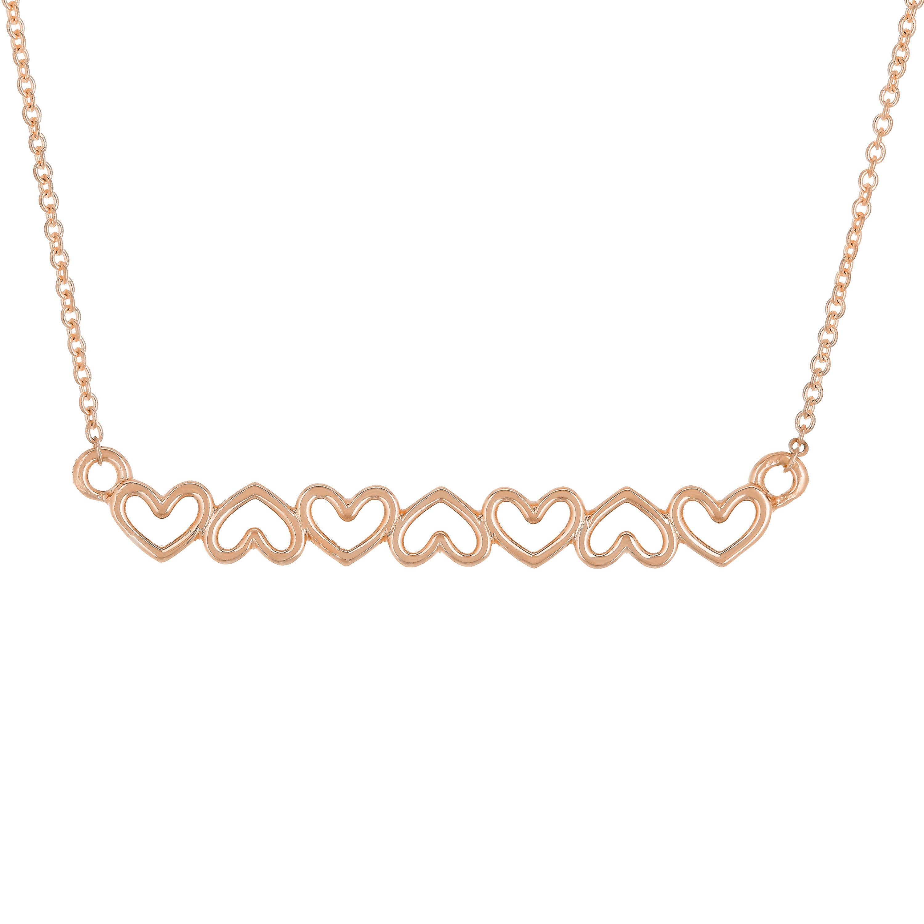 14k Rose Gold Open Hearts Bar Necklace 20" 2.6 grams - Rose,18"