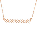 14k Rose Gold Open Hearts Bar Necklace 20" 2.6 grams - Rose,18"