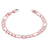 10k Rose Gold Solid Figaro Link Chain Bracelet 7" 8.25mm 13.4 grams - 7" 13.4 grams