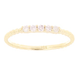 14k Yellow Gold 0.15ctw Diamond 4-Stone Slim Beaded Stackable Band Size 6.5 - Yellow
