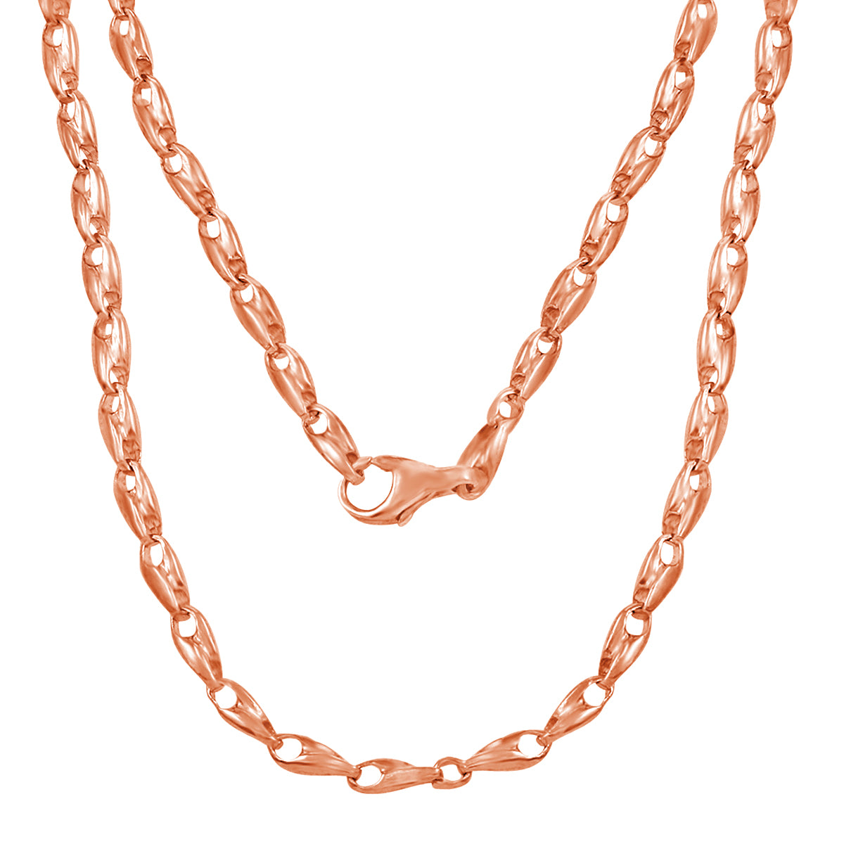 14k Rose Gold Handmade Fashion Link Necklace 24" 3mm 31 grams