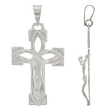 14k White Gold Jesus Christ Crucifix Cross Religious Charm Pendant 5.2 grams - White