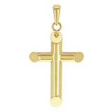 Italian 14k Yellow Gold Hollow High Polish Plain Cross Charm Pendant 1" 0.7 gram