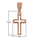 14k Rose Gold Christian Religious Small Open Cross Charm Pendant 0.8gram - White