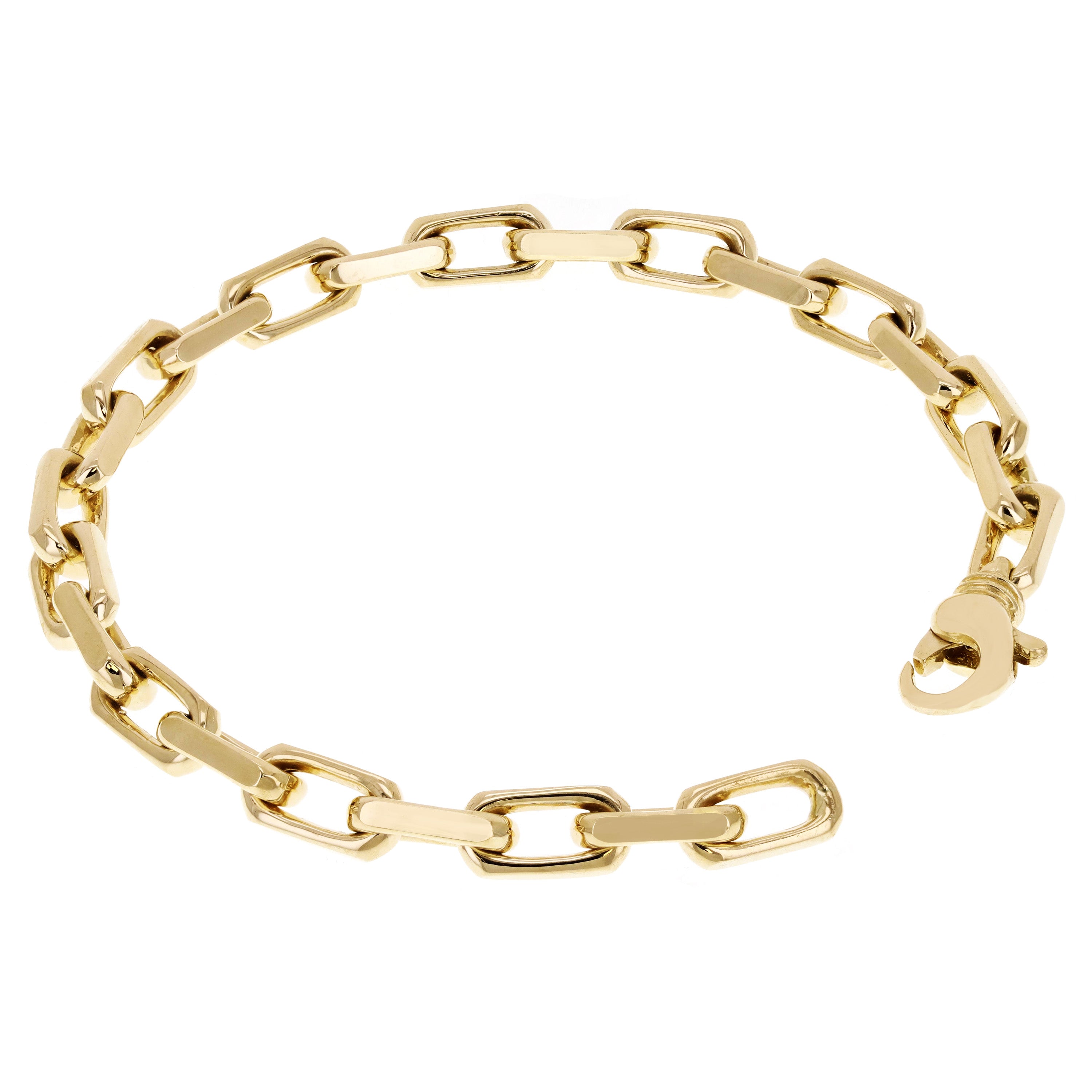 Men's 14k Yellow Gold Solid Handmade Link Chain Bracelet 7" 7mm 34.6 grams - 7"