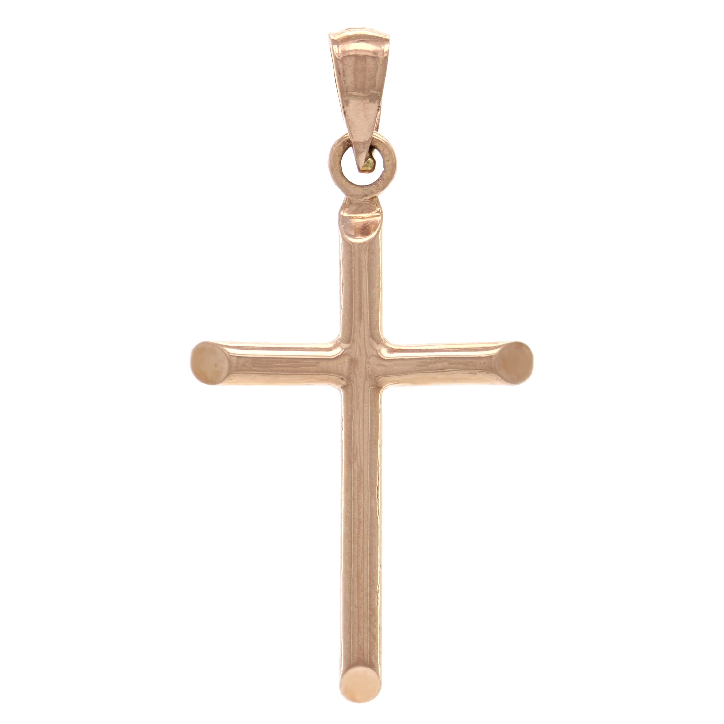 14k Rose Gold Plain Cross Religious Charm Pendant Small - Rose,Small