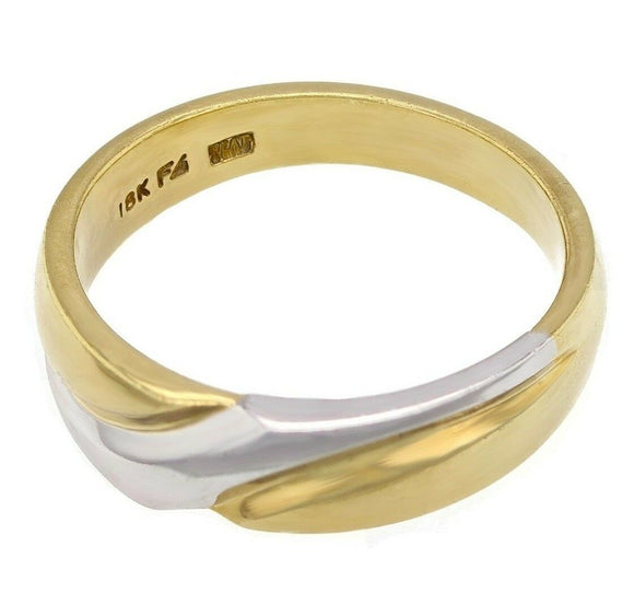 Men's 18k Two Tone Gold 6.6mm Wedding Band Ring Size 11 - 9.5 grams