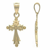 14k Yellow Gold Solid Small Religious Filigree Cross Charm Pendant 1.3 grams