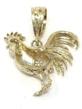 14k Yellow Gold Diamond Cut Rooster Cock Chicken Bird Charm Pendant 13.2 grams