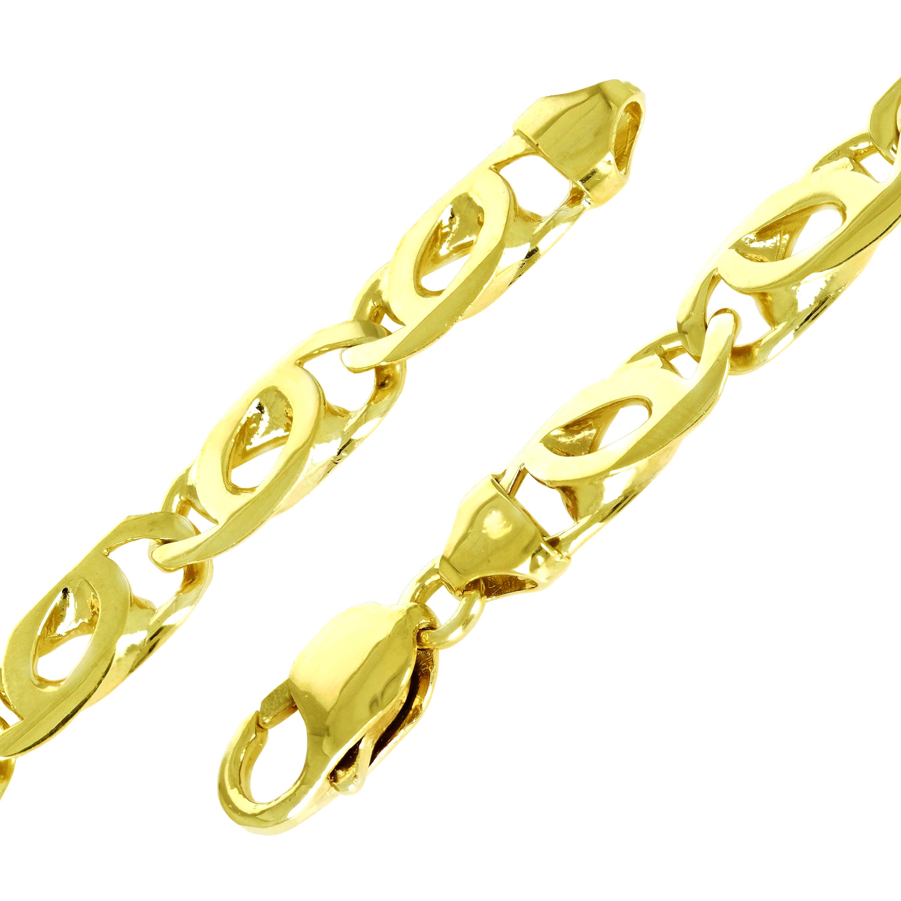 10k Yellow Gold Solid Handmade Overlapping Link Chain Bracelet 7" 9mm 21.5 grams - 7" 21.5 grams