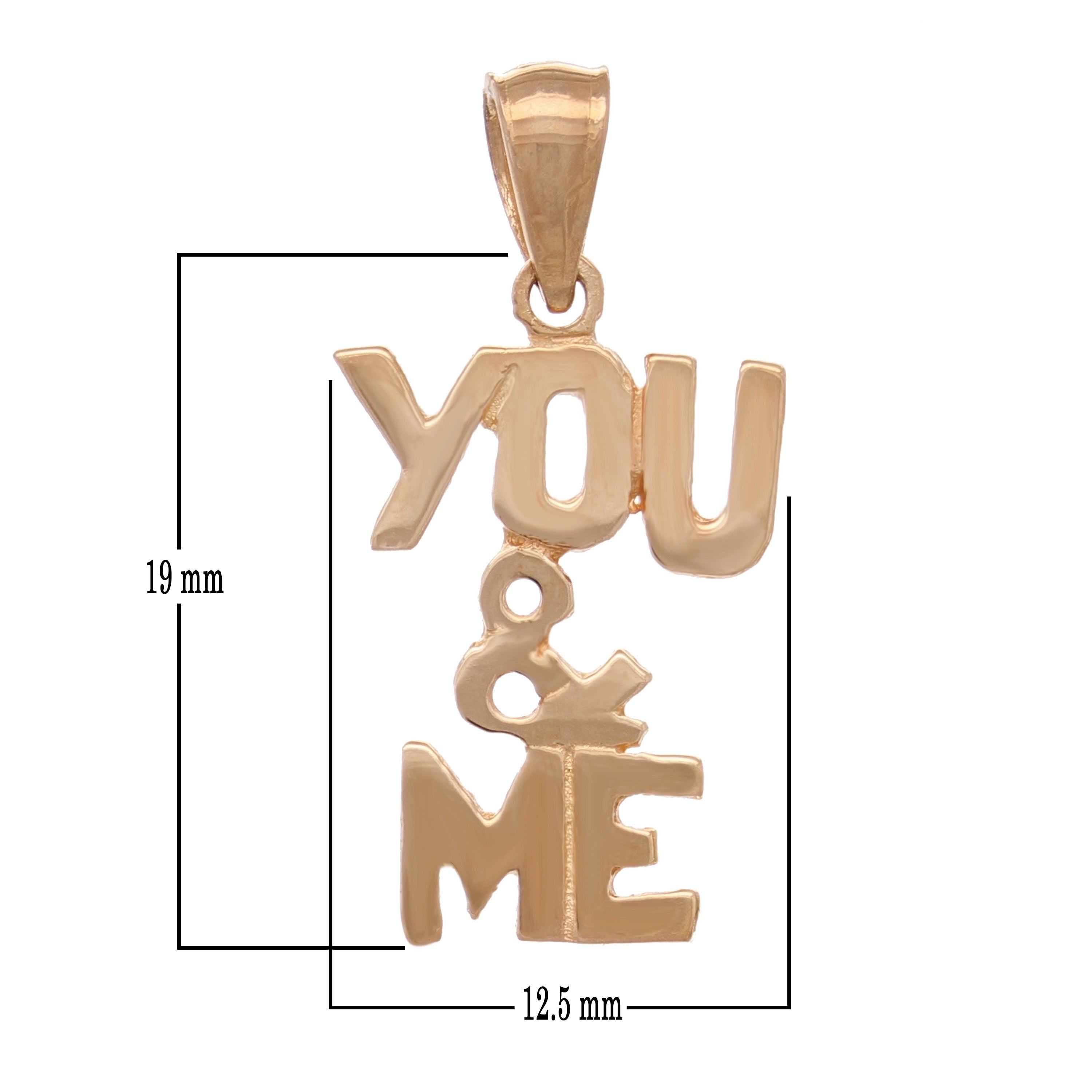 14k Rose Gold YOU & ME Charm Pendant You and Me Words Charm 1 gram - Rose
