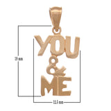14k Rose Gold YOU & ME Charm Pendant You and Me Words Charm 1 gram - Rose