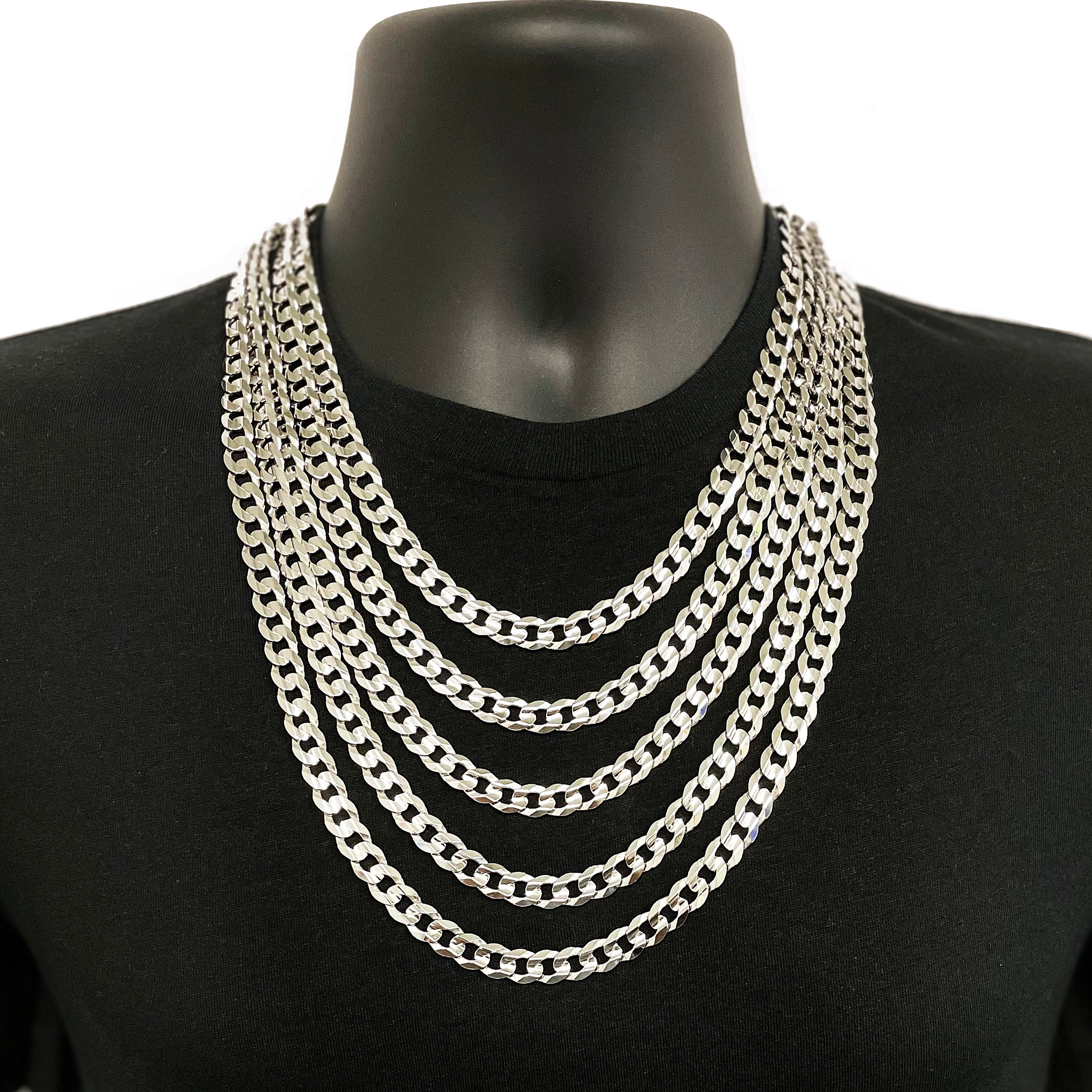 Italian 14k White Gold Solid Concave Curb Cuban Chain Necklace 20" 9mm 50.7grams - White,20" 50.7 grams