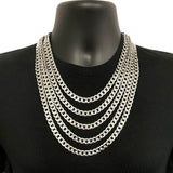 Italian 14k White Gold Solid Concave Curb Cuban Chain Necklace 20" 9mm 50.7grams - White,20" 50.7 grams