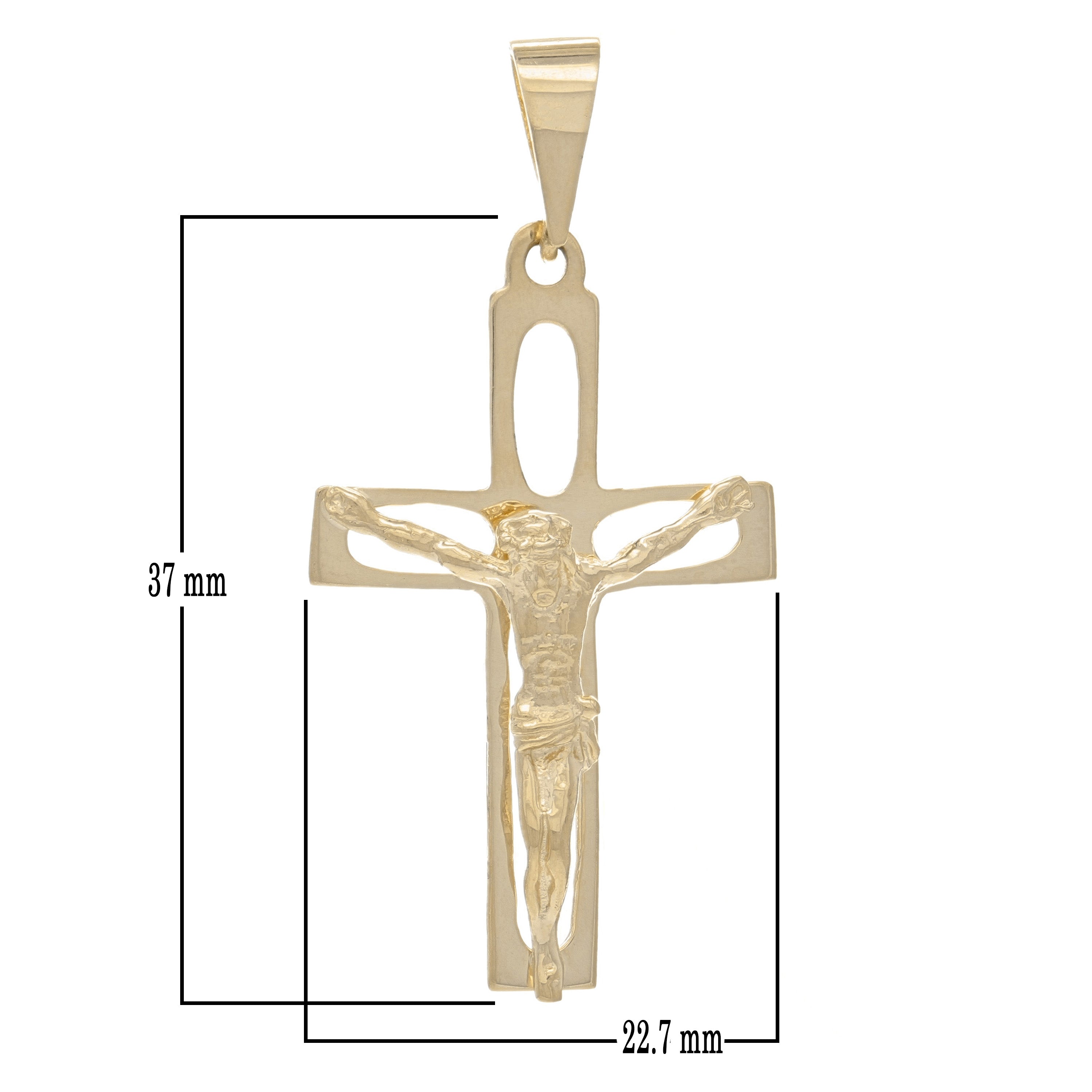 14k Yellow Gold Crucifix Cross Religious Jesus Christ Charm Pendant 1.8" 2.8gram - Yellow