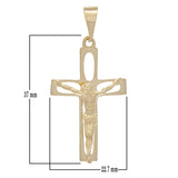 14k Yellow Gold Crucifix Cross Religious Jesus Christ Charm Pendant 1.8" 2.8gram - Yellow