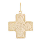 Italian 14k Yellow Gold Holy Spirit 4-Way Cross Medal Pendant 1.3" 2.8 grams
