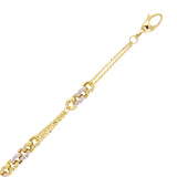 Italian 14k Yellow & White Gold Round Ring Rolo Chain Bracelet 7.5" 5.6 grams