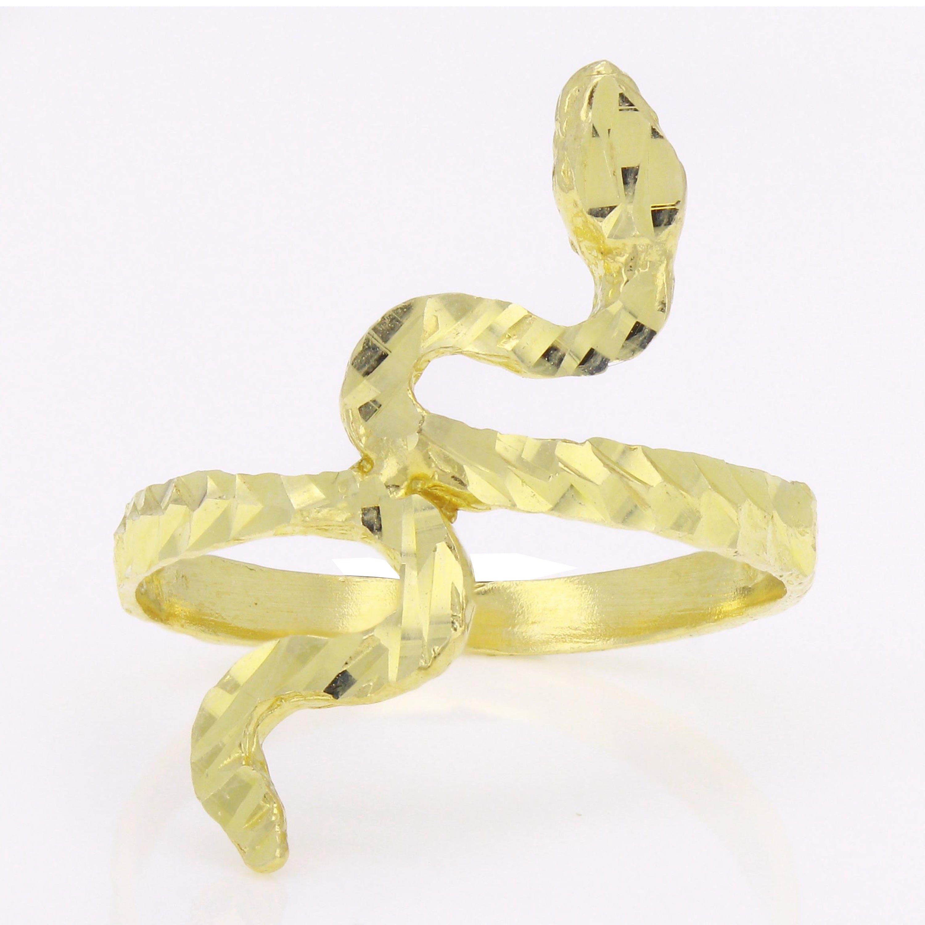 14k Rose Gold Diamond Cut Serpent Snake Ring Sizes 5-12