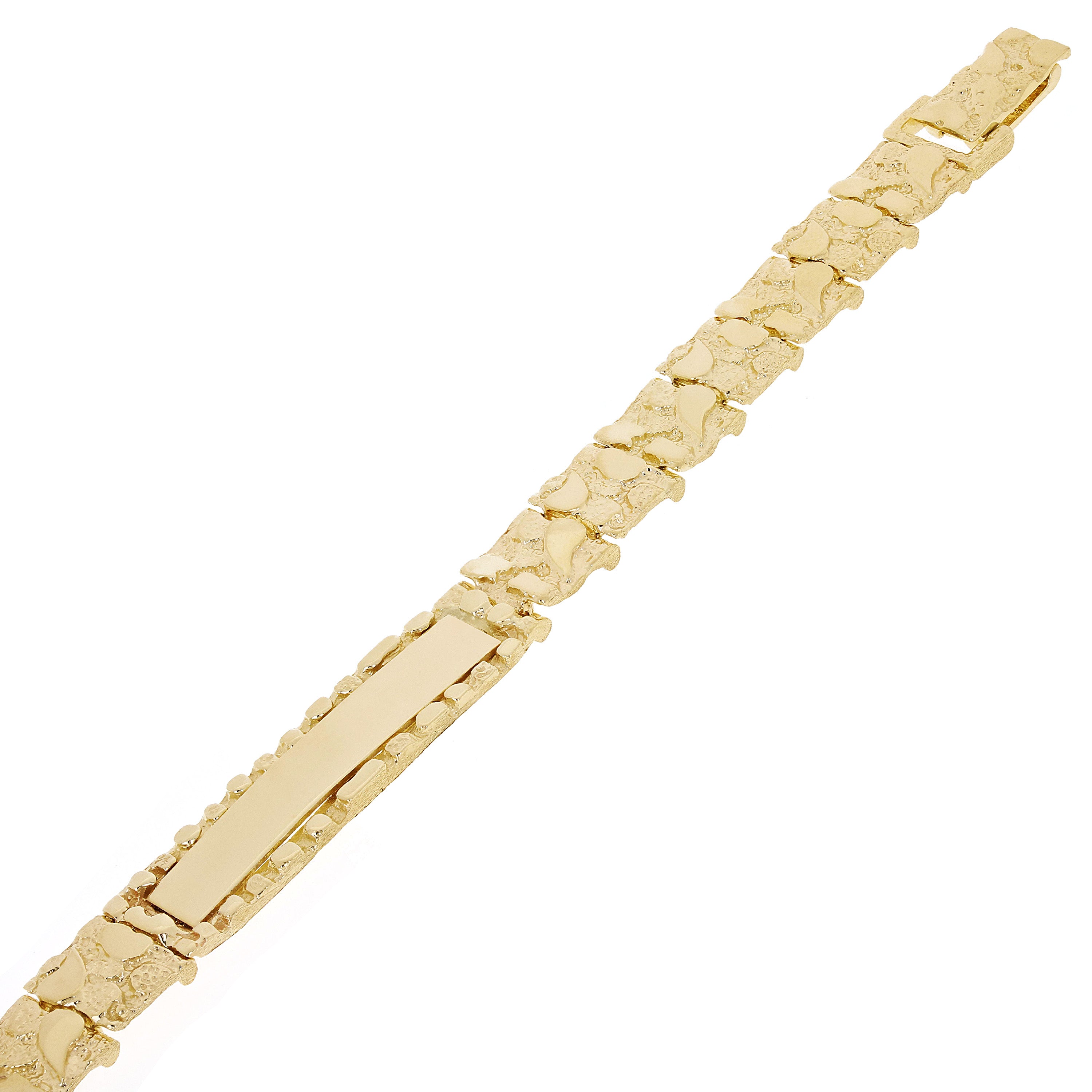 14k Yellow Gold Solid Nugget ID Bracelet 7" - 9" 9.8mm