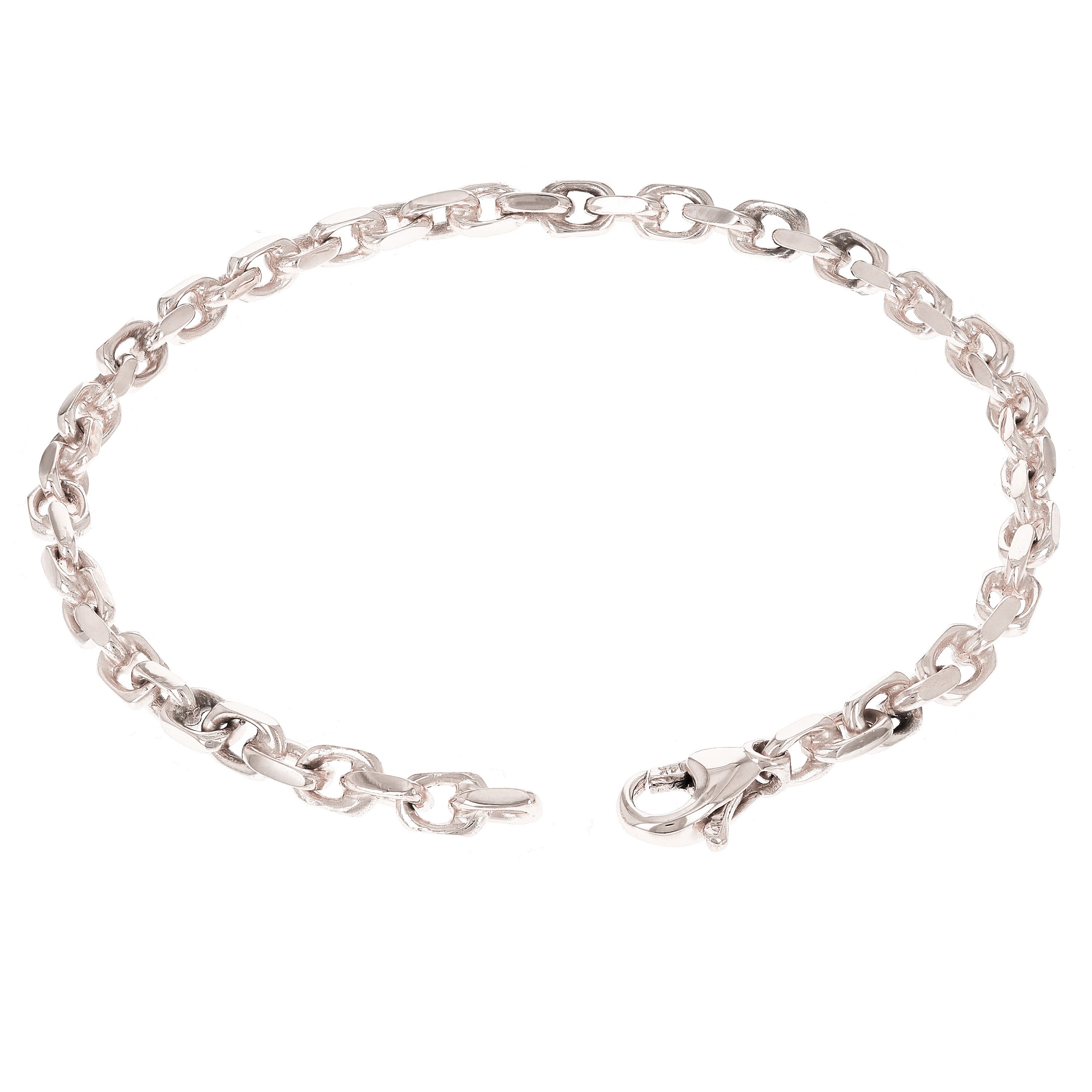 10k White Gold Solid Anchor Link Chain Bracelet 7" 4.5mm 11.5 grams - White,7"