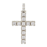 14k White Gold 1.79ctw Diamond Cross Pendant Iced Out - White