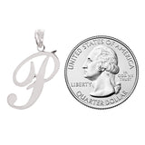 14k White Gold Initial Letter P Alphabet Charm Pendant - Letter P,White