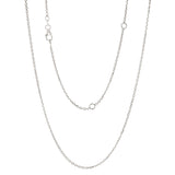 Italian 14k White Gold Rolo Chain Necklace Adjustable 16-20" 1.35mm 2.7 grams - White