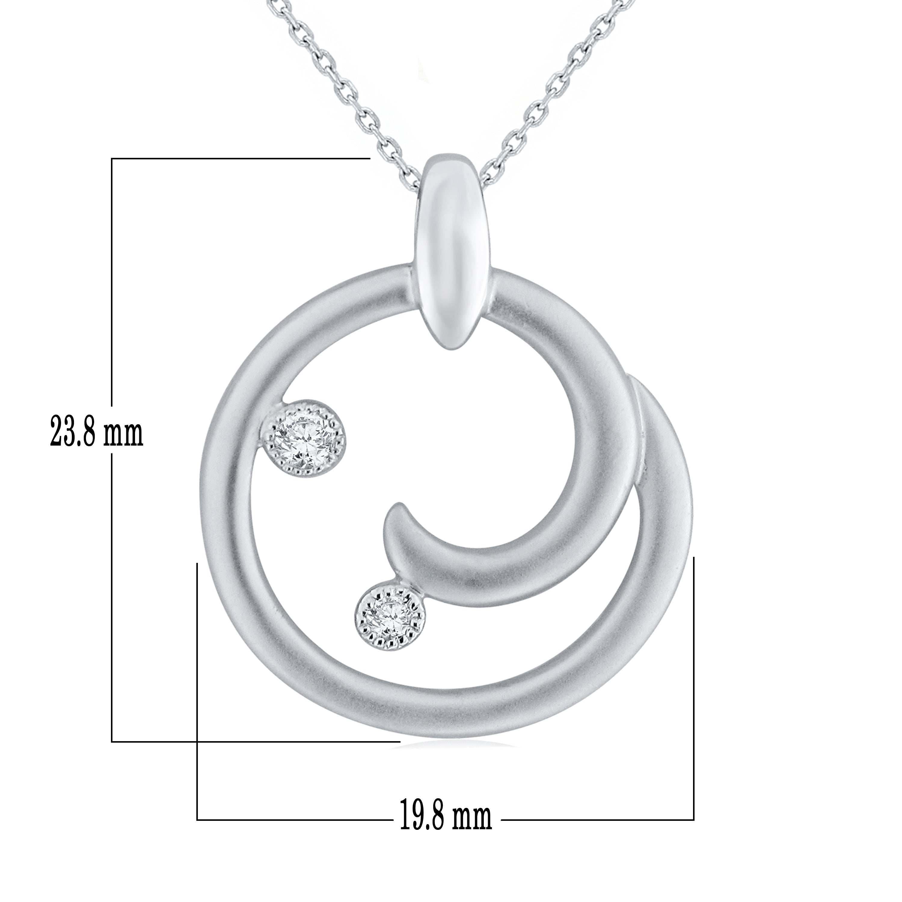 10k White Gold Diamond Accented Scrolled Open Circle Pendant Necklace 18"