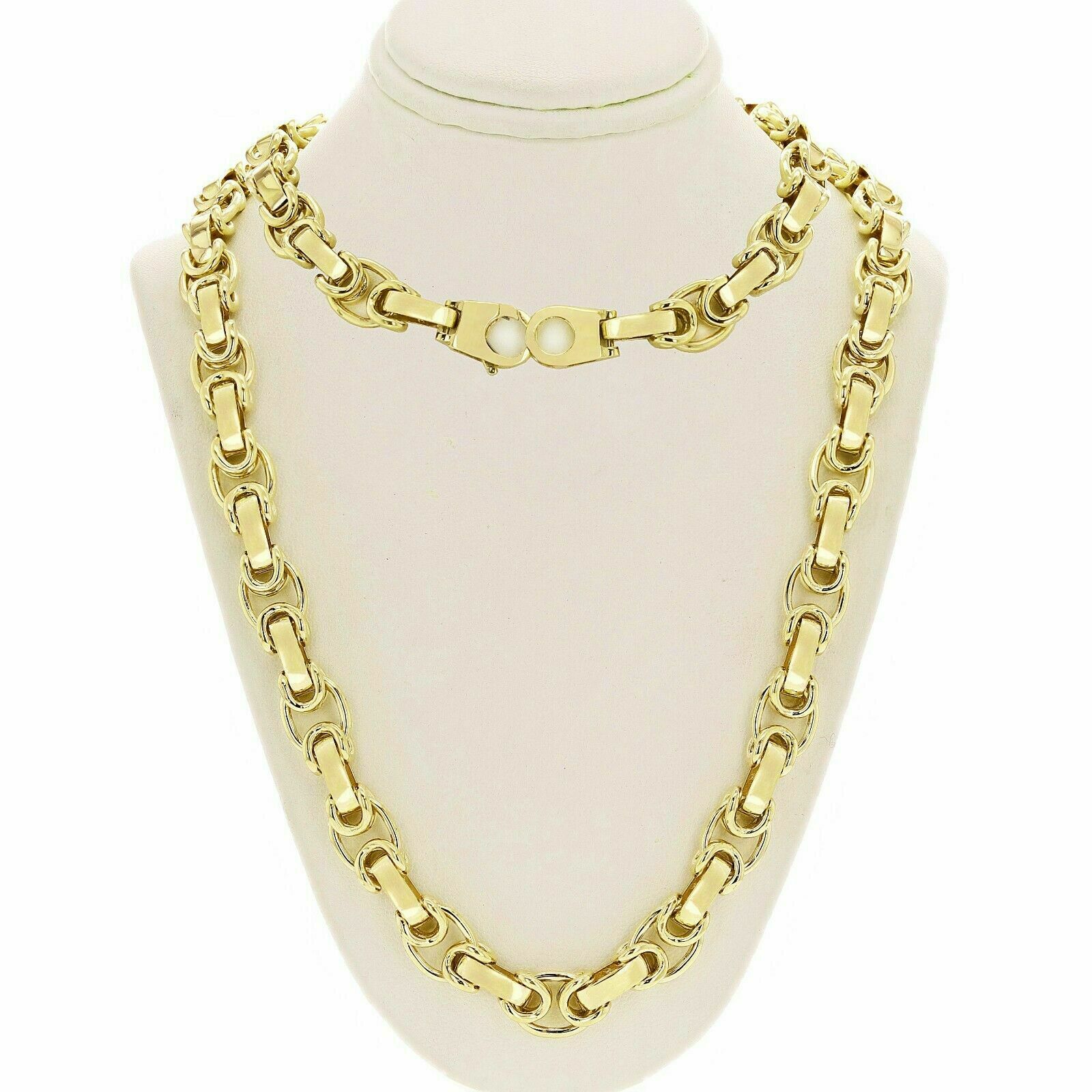 14k Yellow Gold Solid Handmade Fashion Link Chain Necklace 10.5mm 20" 100 grams - Yellow,20"