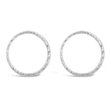 Italian 14k White Gold Slim Twisted Tube Eternity Circle Hoop Stud Earrings - White