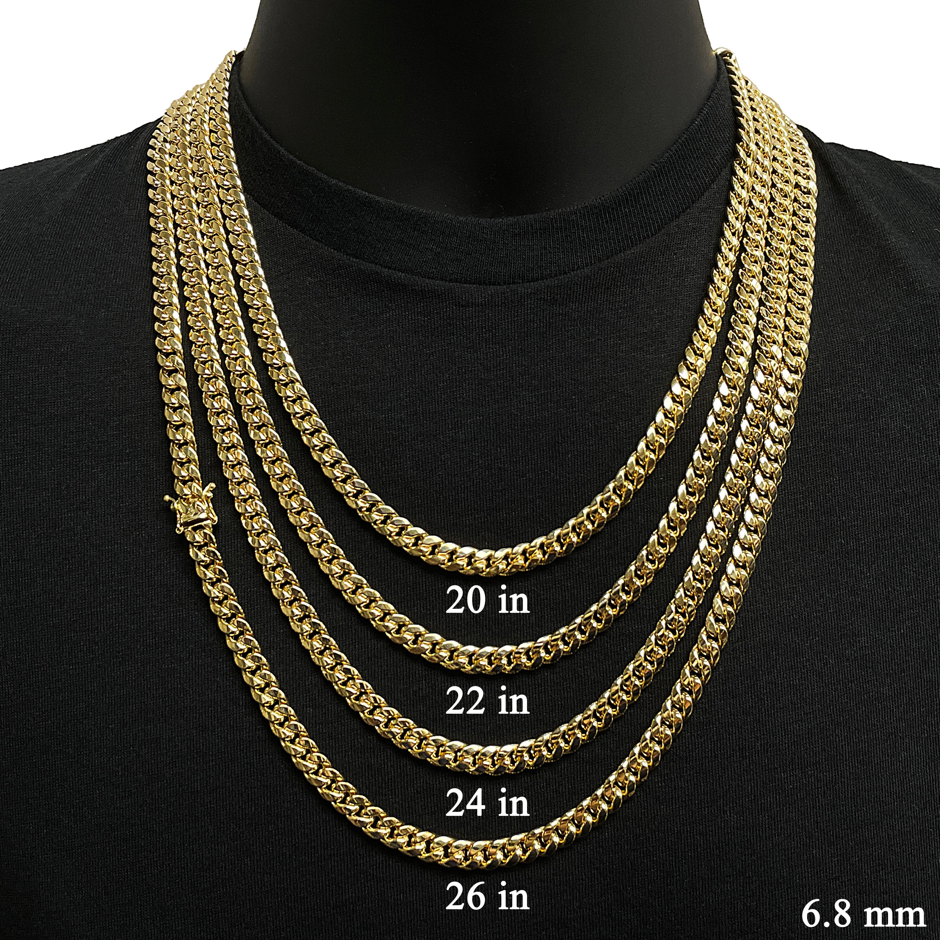 Italian 10k Yellow Gold Hollow Miami Cuban Chain Necklace 20" 6.8mm 25 grams - 20" 25 grams