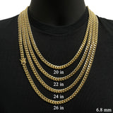 Italian 10k Yellow Gold Hollow Miami Cuban Chain Necklace 20" 6.8mm 25 grams - 20" 25 grams