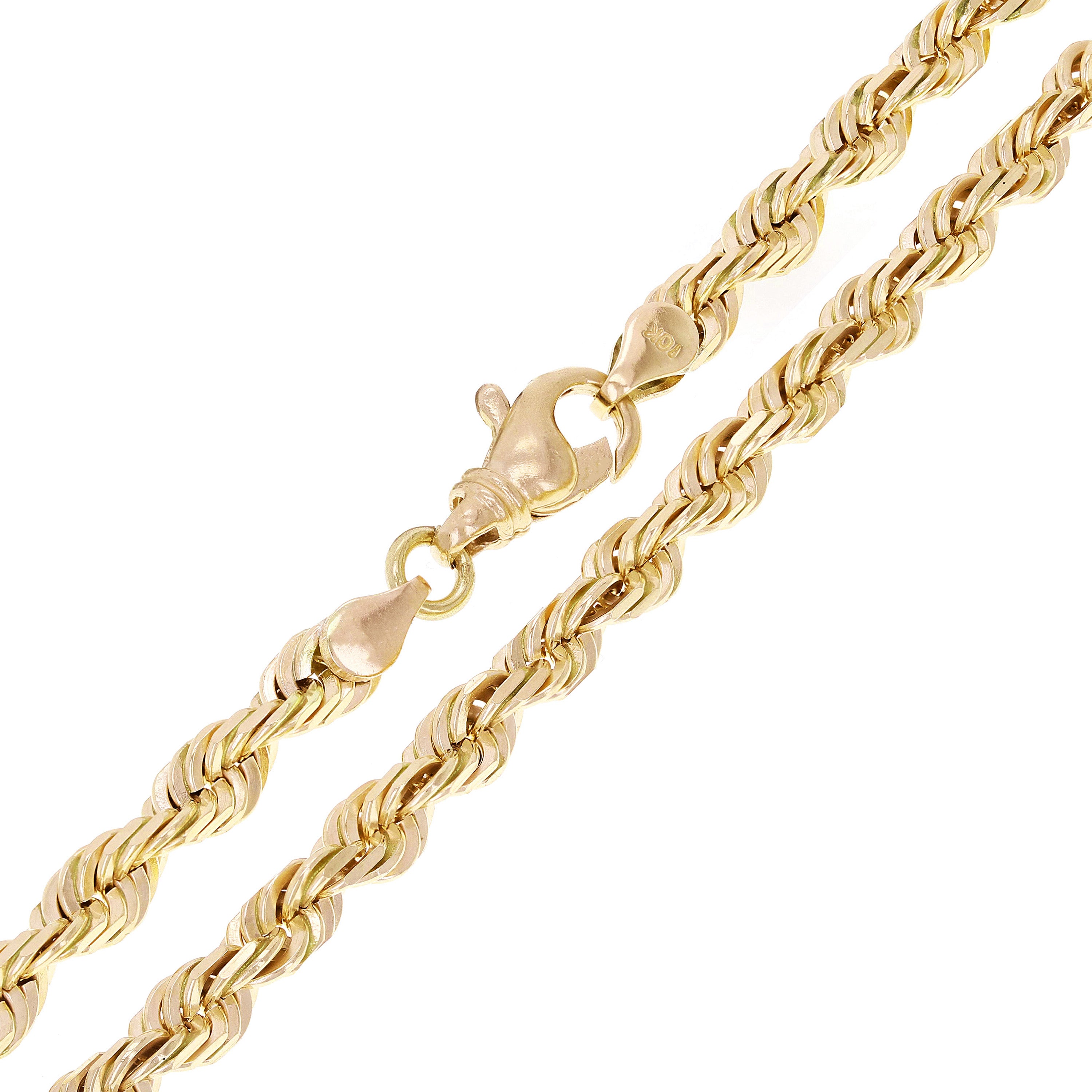 Men's Solid 10k Yellow Gold Diamond Cut Rope Chain Necklace 20" 6mm 47 grams - 20" 47 grams