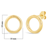 Italian 14k Yellow Gold High Polish Eternity Circle Stud Earrings 10mm 0.8 gram - 10 mm