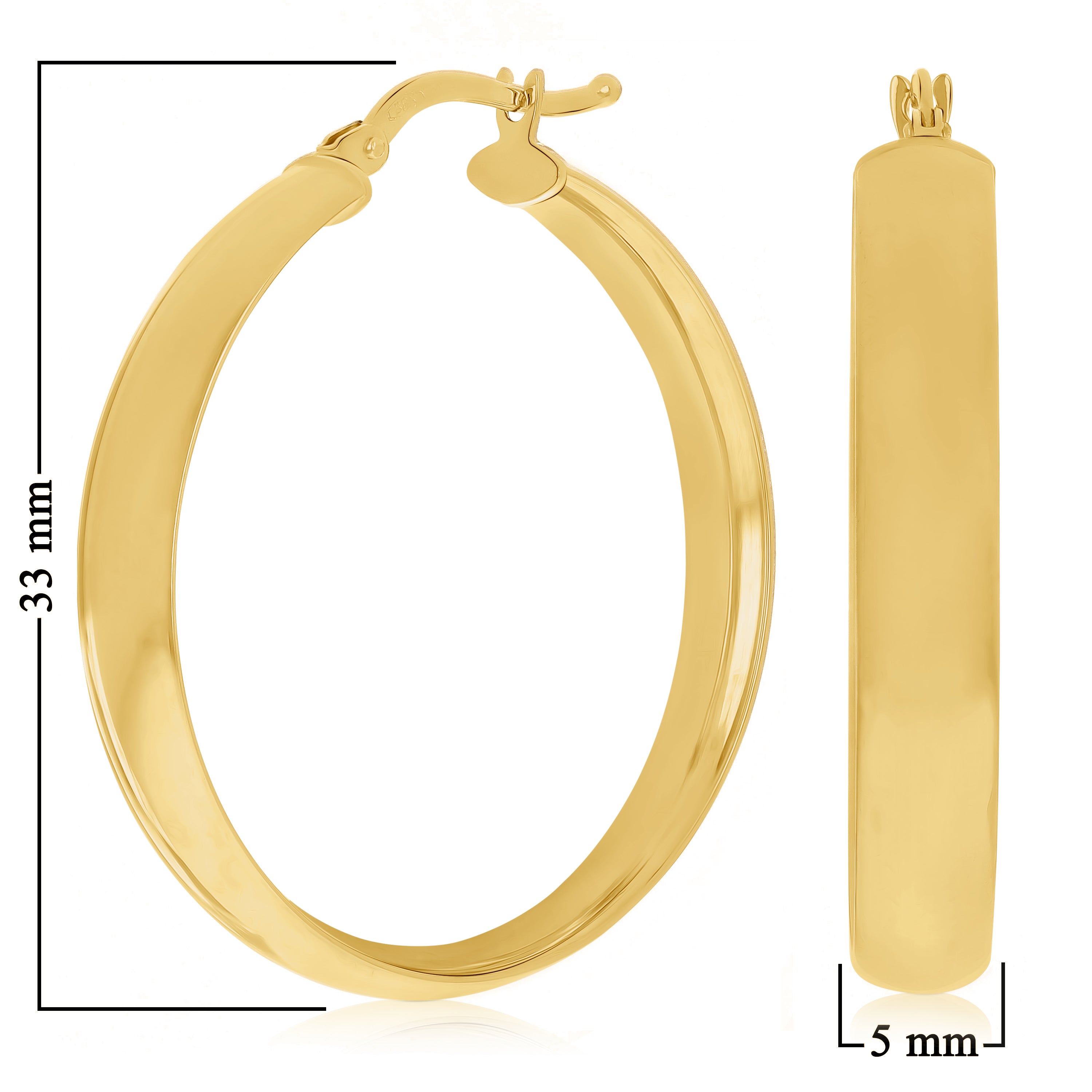 Italian 14k Yellow Gold Hollow Rounded Flat Tube Earrings 1.3" 5mm 3.8 grams