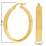 Italian 14k Yellow Gold Hollow Rounded Flat Tube Earrings 1.3" 5mm 3.8 grams