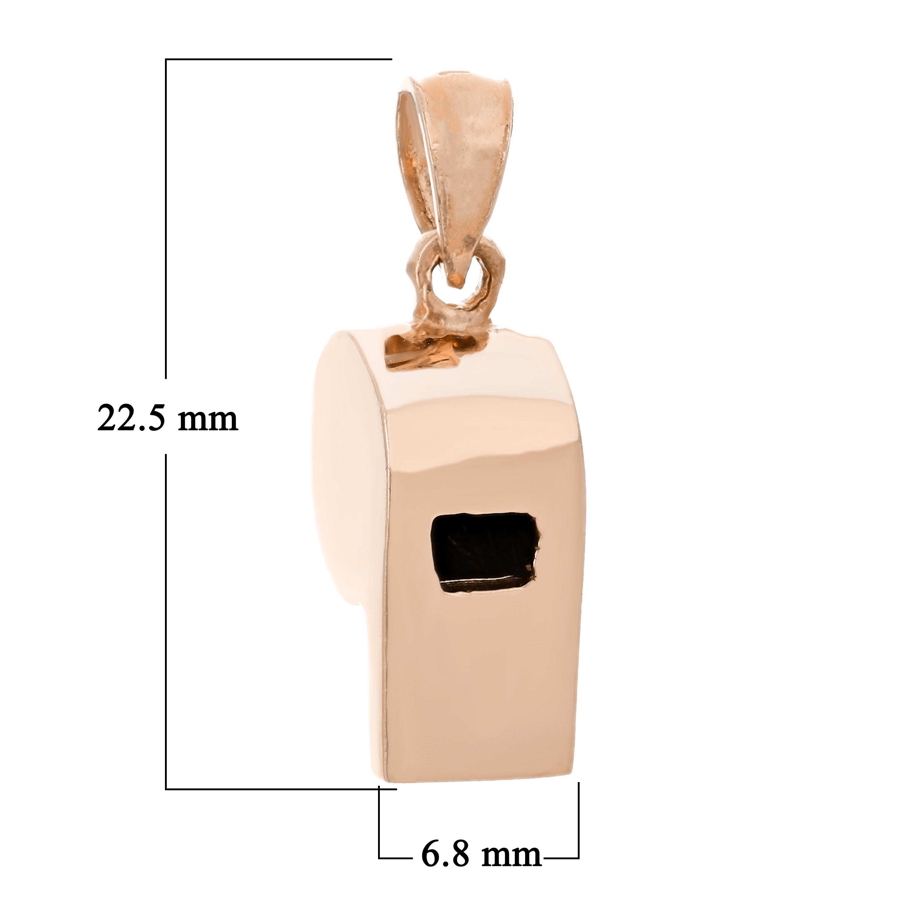 10k Rose Gold Whistle Charm Pendant 22.5mm x 6.8mm 2.5 grams - Rose