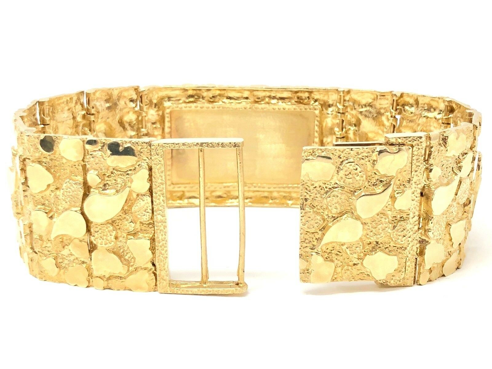 Men's 10k Yellow Gold Solid Nugget ID Bracelet 8.5" 31mm 81.1 grams