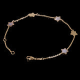 Italian 14k Yellow Gold & Mother of Pearl STAR Charm Bracelet 7" 1.5 grams